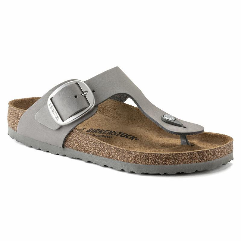 Birkenstock Big Přezkou Nubuck Læder Gizeh Dame Grå | DK 423YXF